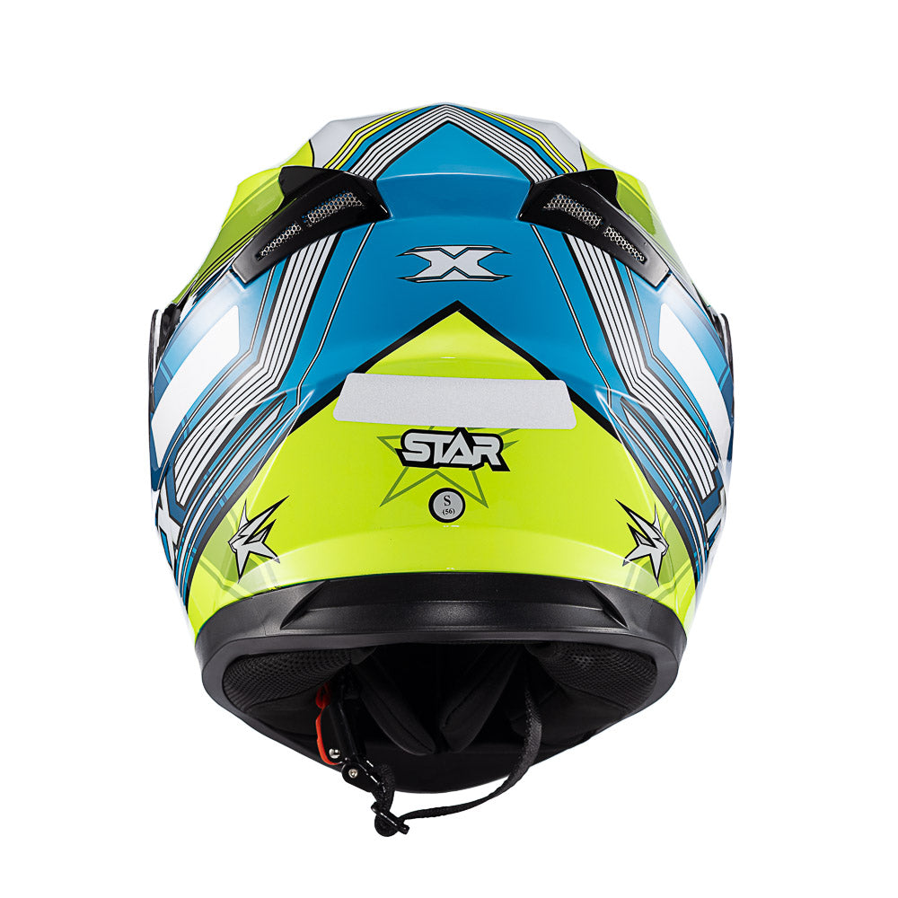 CAPACETE TEXX STRIKE SUPERSTAR VERD AZU BRANC BRIL 58