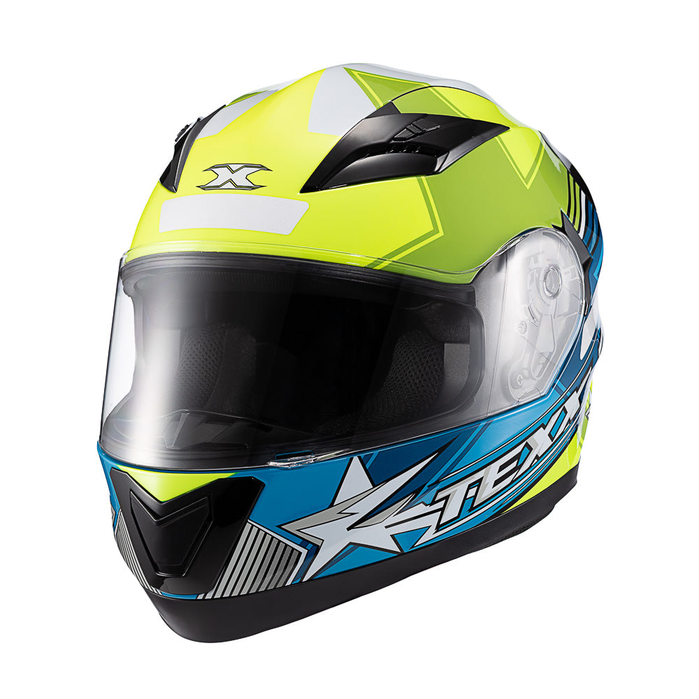 CAPACETE TEXX STRIKE SUPERSTAR VERD AZU BRANC BRIL 60
