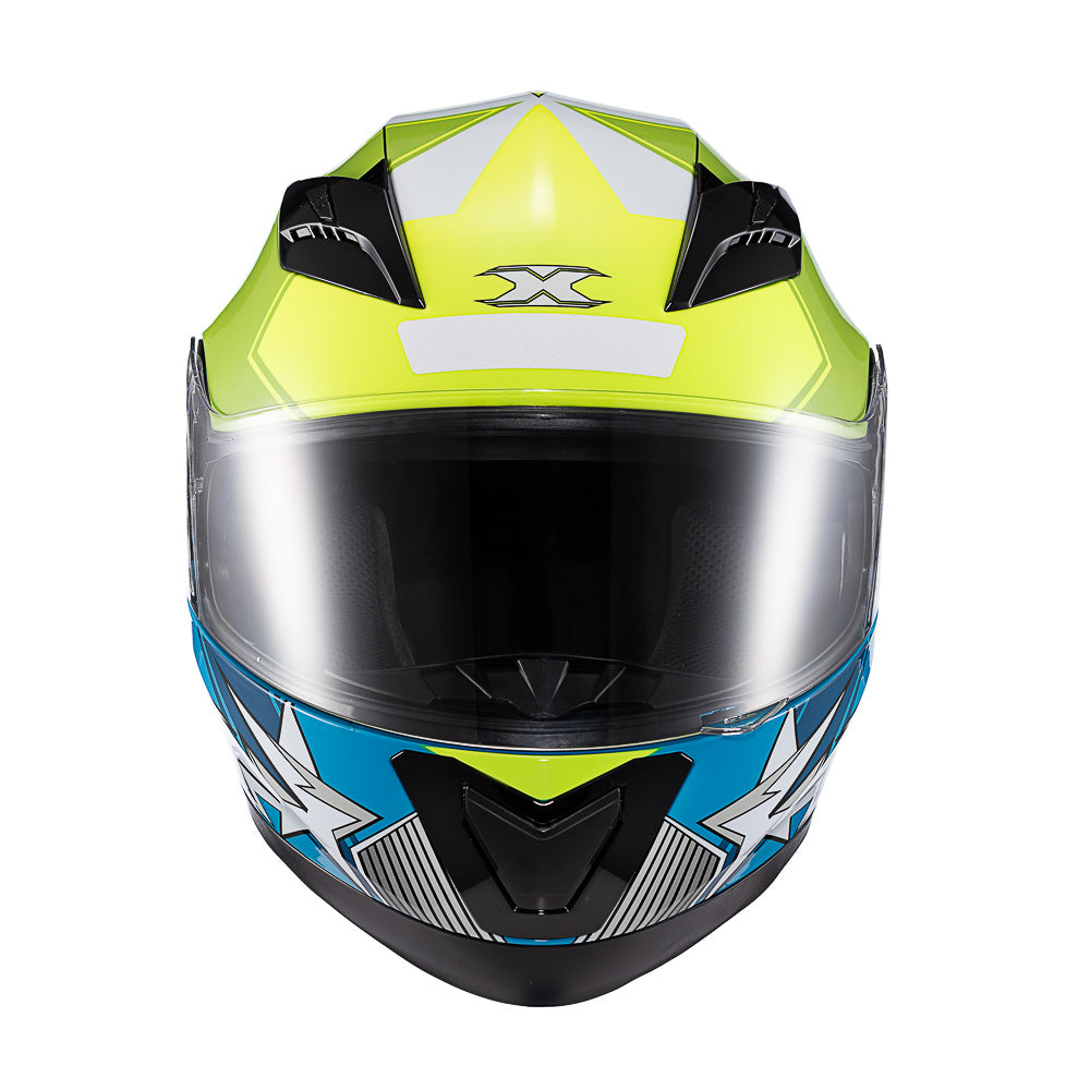 CAPACETE TEXX STRIKE SUPERSTAR VERD AZU BRANC BRIL 62