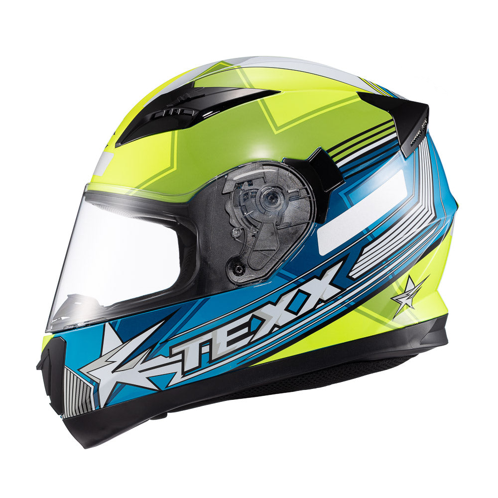 CAPACETE TEXX STRIKE SUPERSTAR VERD AZU BRANC BRIL 62