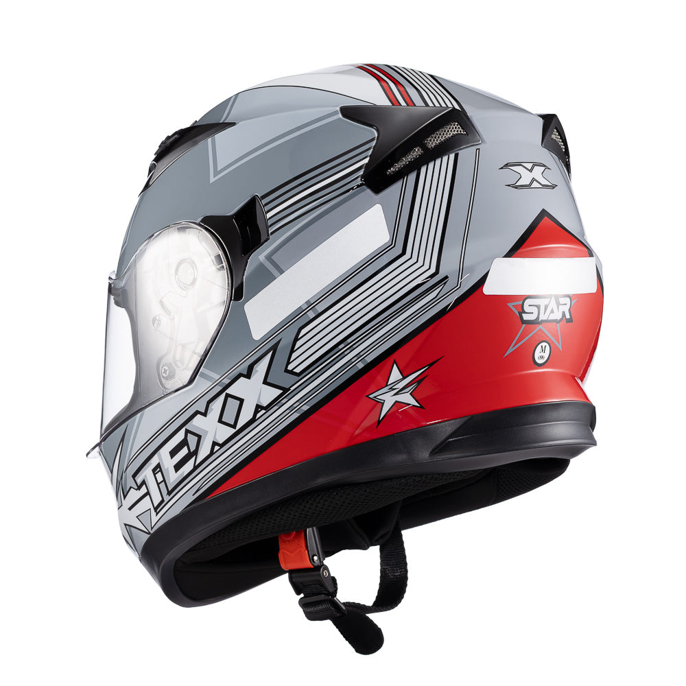 CAPACETE TEXX STRIKE SUPERSTAR CINZ VERM BRANC BRIL 56