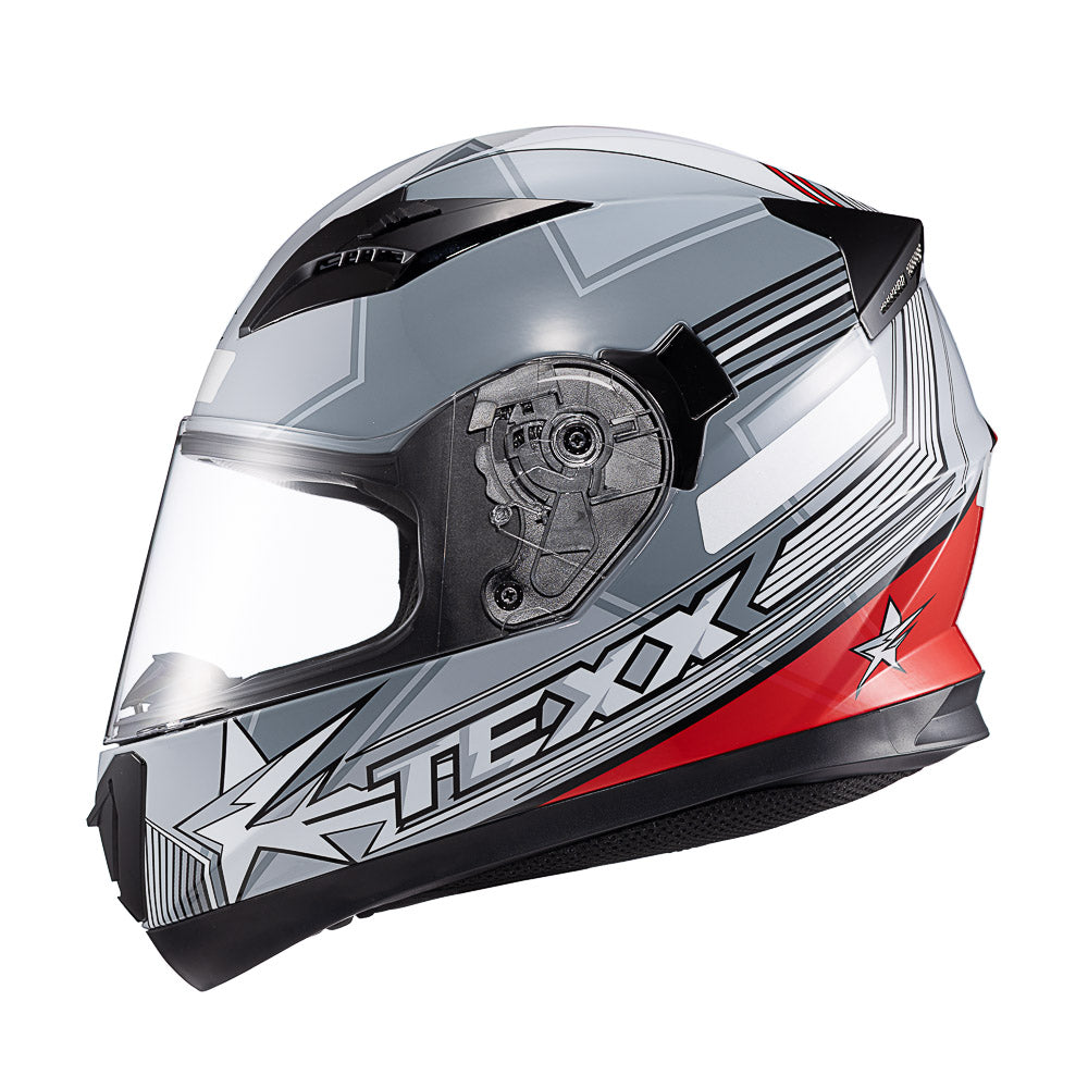 CAPACETE TEXX STRIKE SUPERSTAR CINZ VERM BRANC BRIL 58