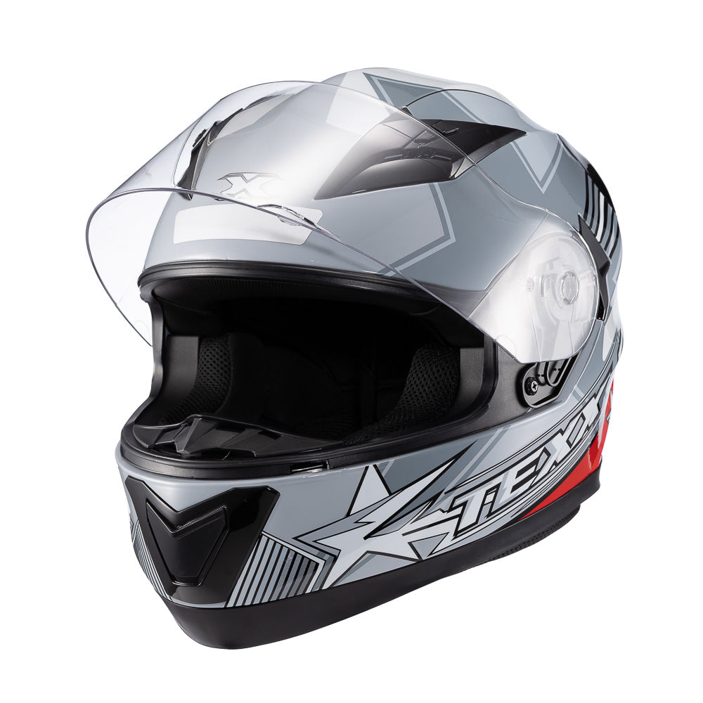 CAPACETE TEXX STRIKE SUPERSTAR CINZ VERM BRANC BRIL 58