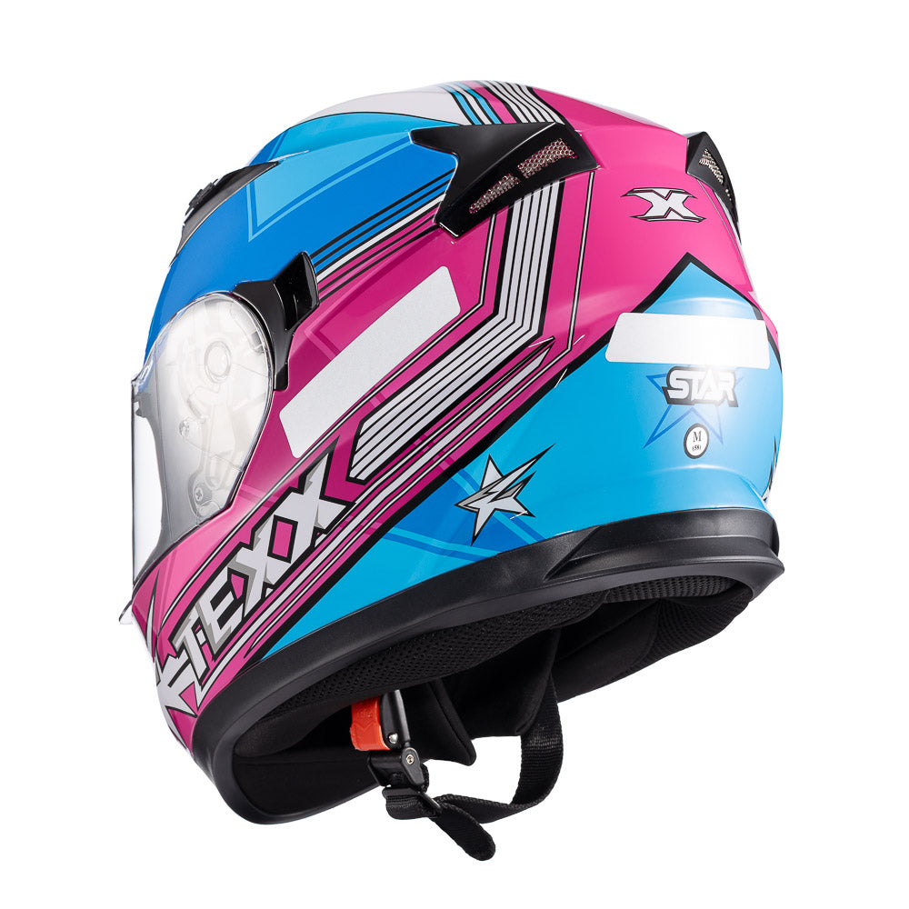 CAPACETE TEXX STRIKE SUPERSTAR AZU ROS  BRANC BRIL 56