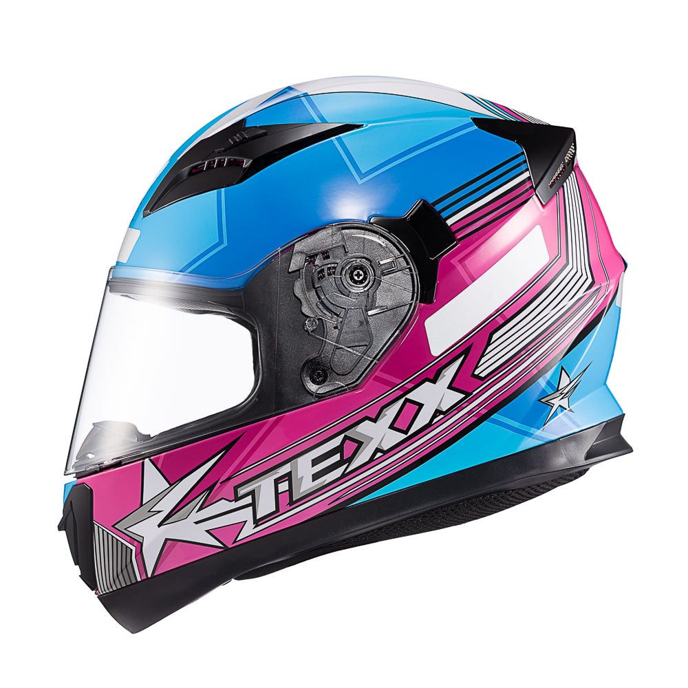 CAPACETE TEXX STRIKE SUPERSTAR AZU ROS  BRANC BRIL 58
