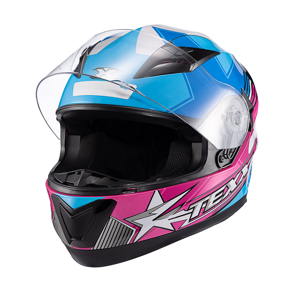 CAPACETE TEXX STRIKE SUPERSTAR AZU ROS  BRANC BRIL 58