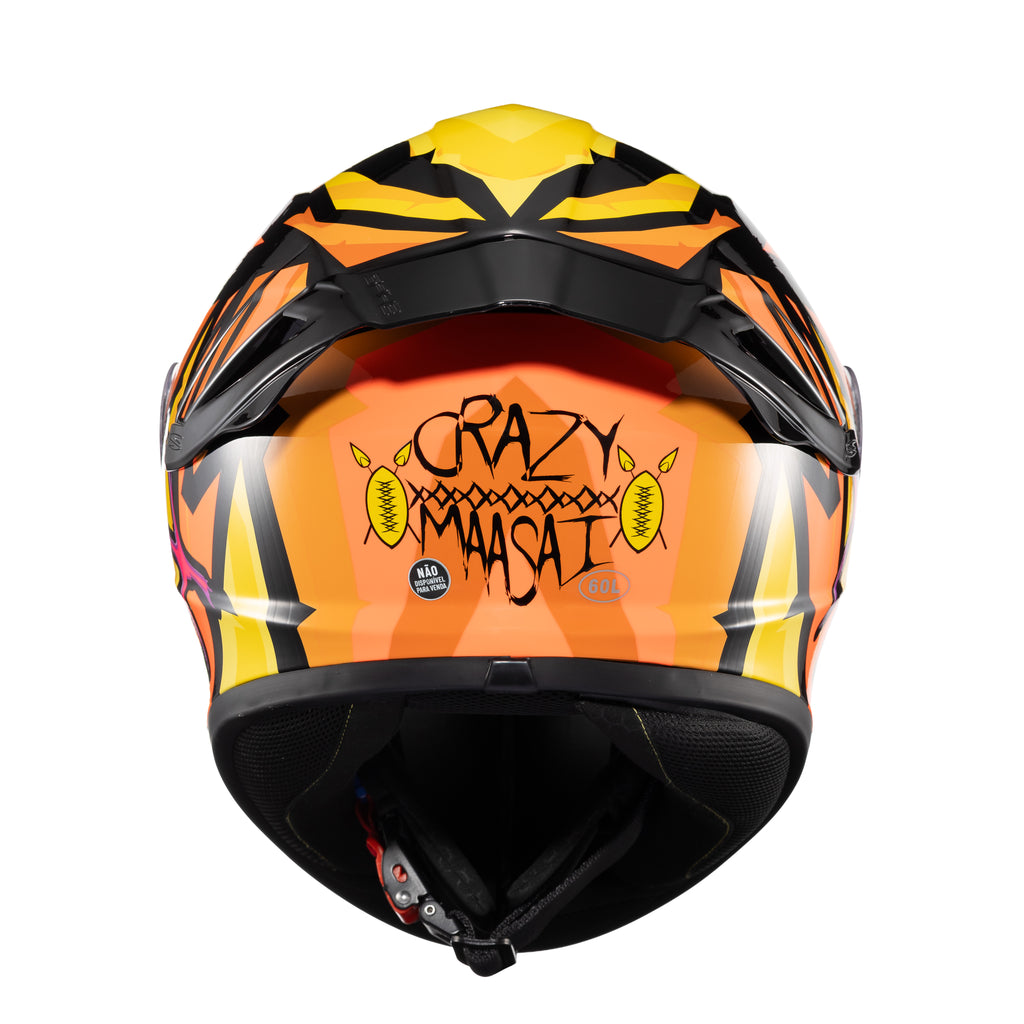 CAPACETE TEXX FECHADO SPIHE MAASAI LARANJA AMARELO 60