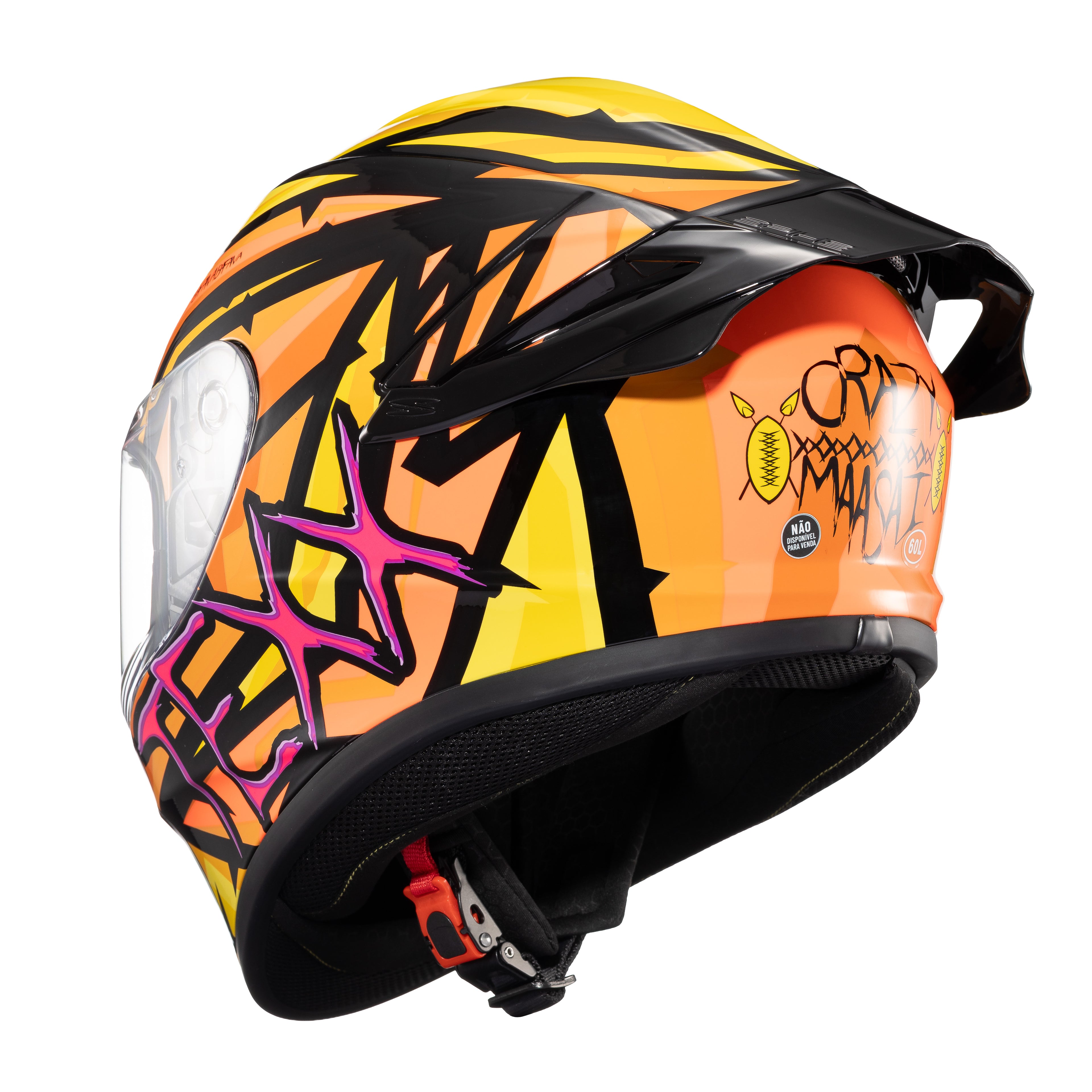 CAPACETE TEXX FECHADO SPIHE MAASAI LARANJA AMARELO 62