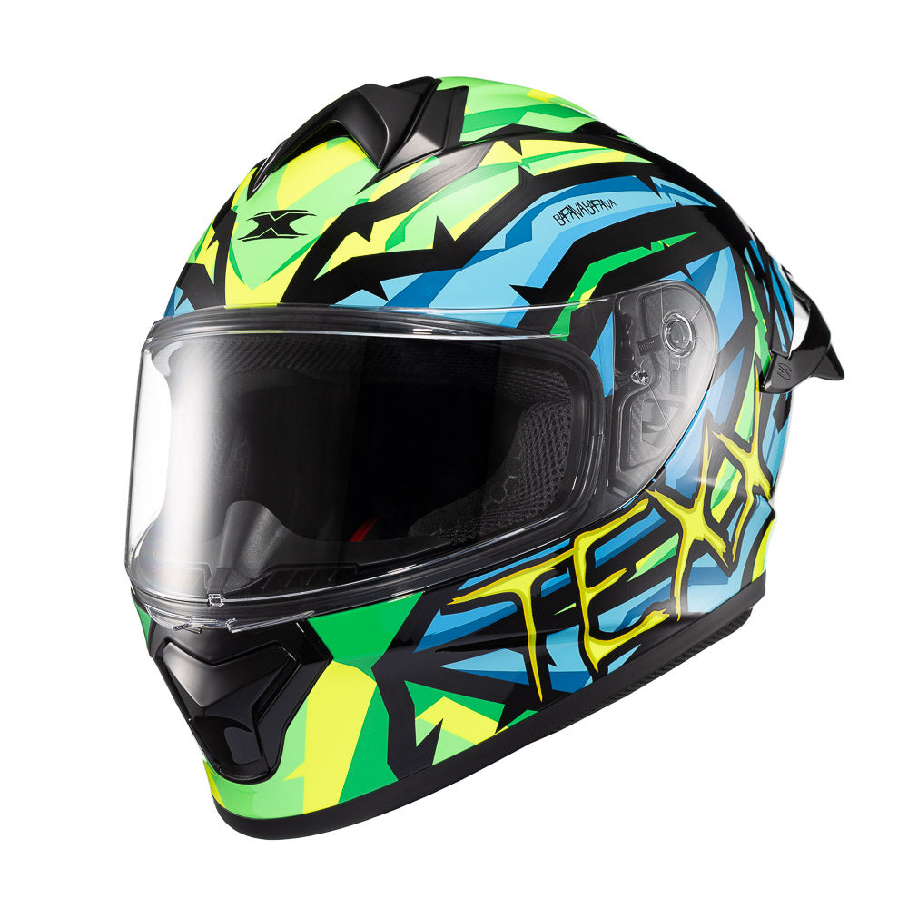 CAPACETE TEXX FECHADO SPIHE MAASAI VERDE AZUL 60