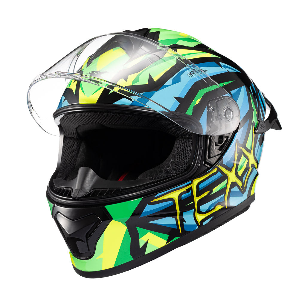 CAPACETE TEXX FECHADO SPIHE MAASAI VERDE AZUL 60