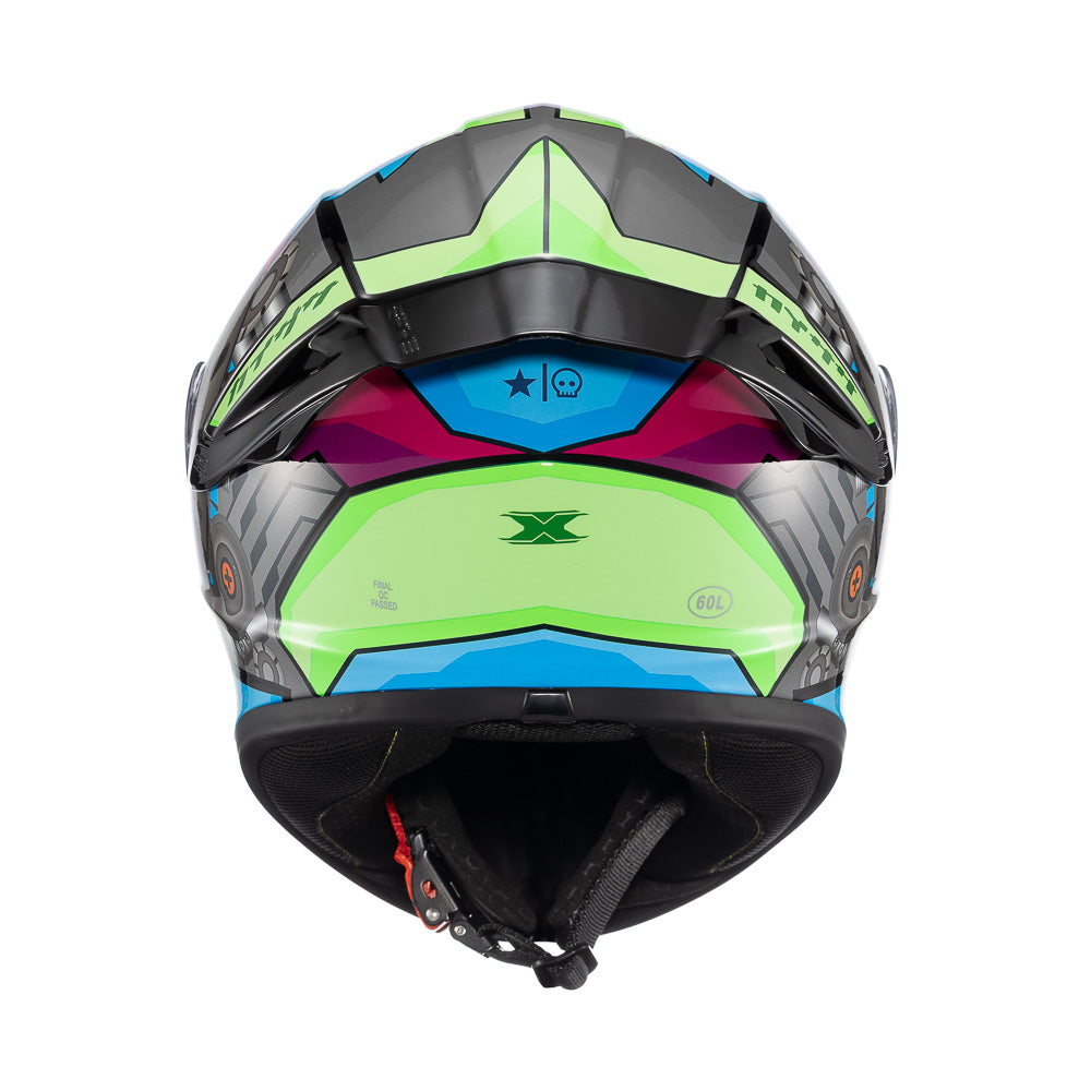 CAPACETE TEXX FECHADO SPIHE GEAR VERDE AZUL ROSA 56
