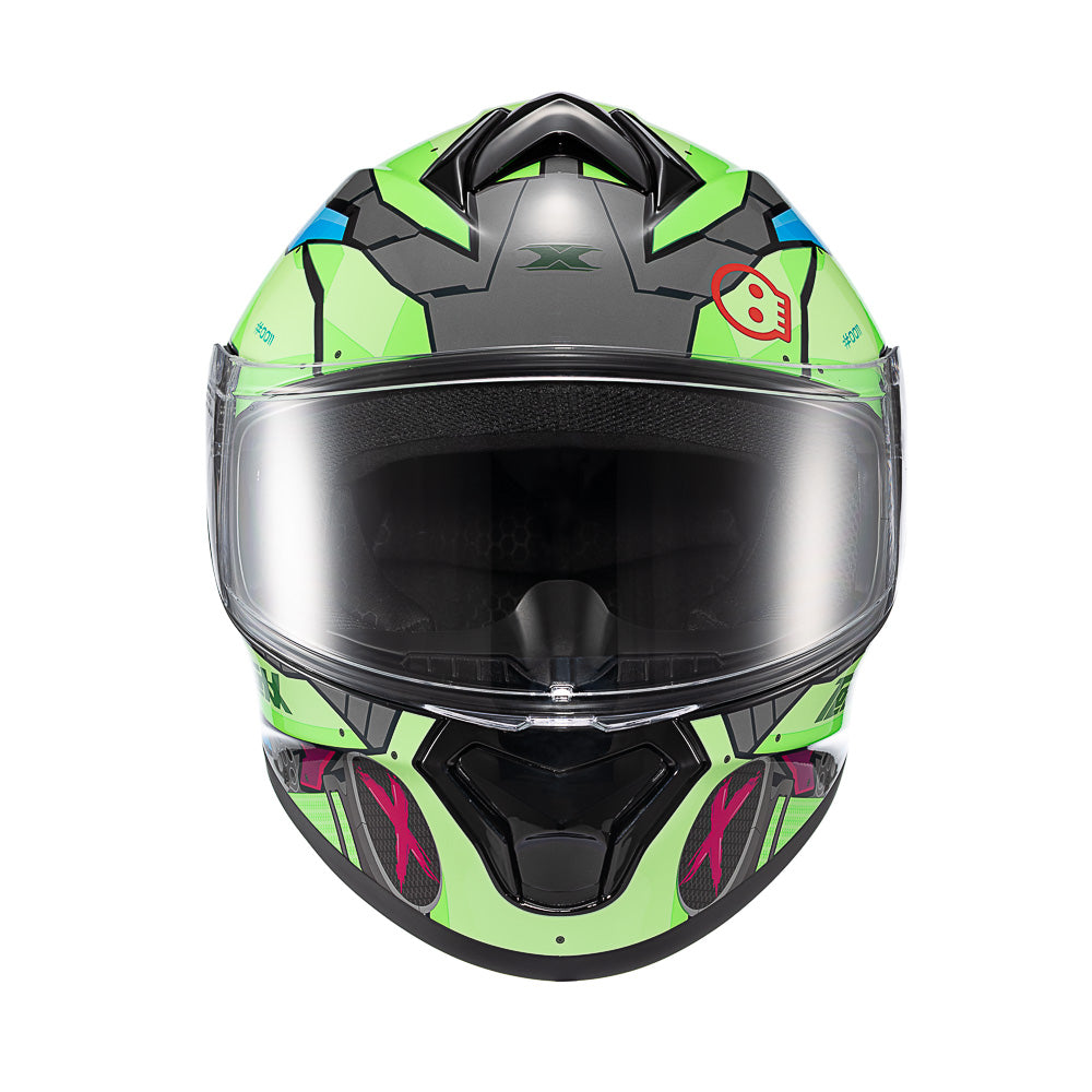 CAPACETE TEXX FECHADO SPIHE GEAR VERDE AZUL ROSA 62