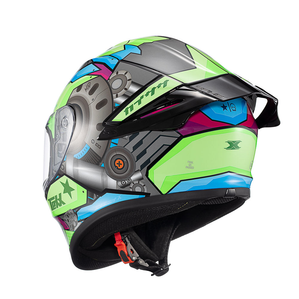 CAPACETE TEXX FECHADO SPIHE GEAR VERDE AZUL ROSA 62