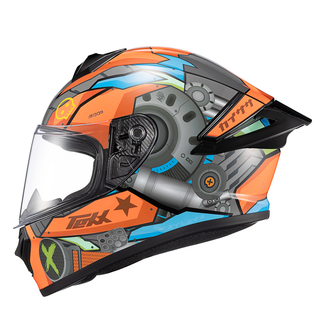 CAPACETE TEXX FECHADO SPIHE GEAR VERM AZUL 58