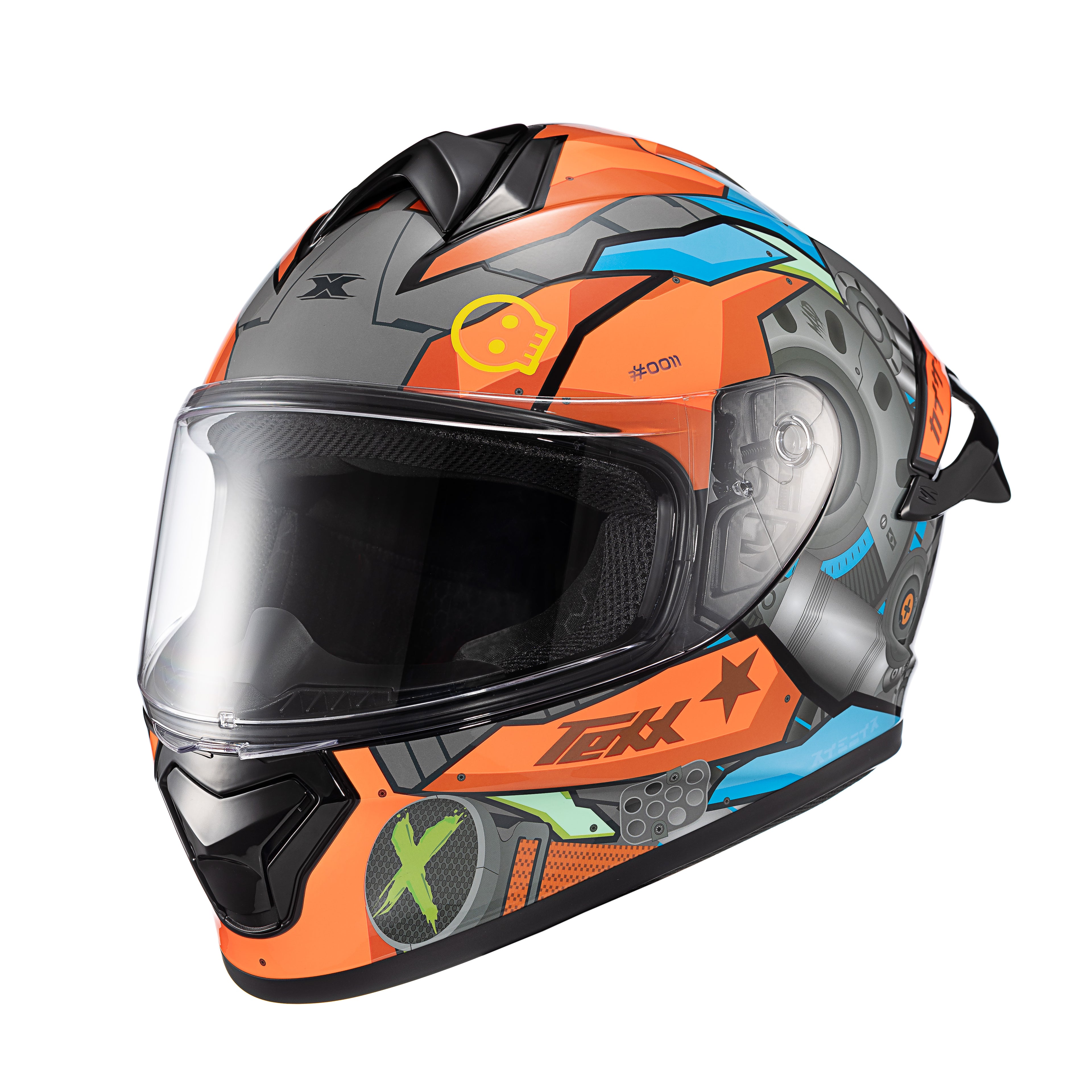 CAPACETE TEXX FECHADO SPIHE GEAR VERM AZUL 58