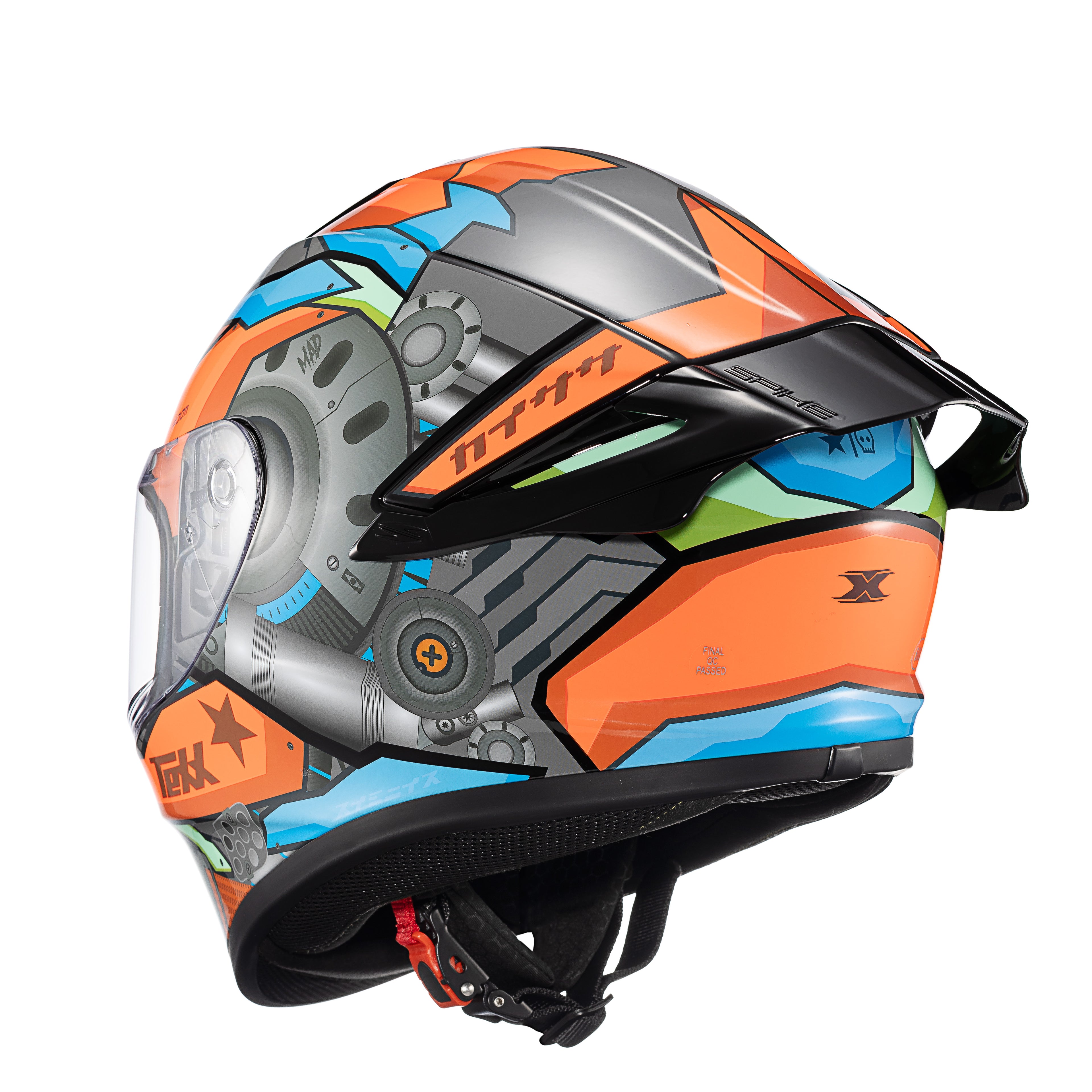 CAPACETE TEXX FECHADO SPIHE GEAR VERM AZUL 62