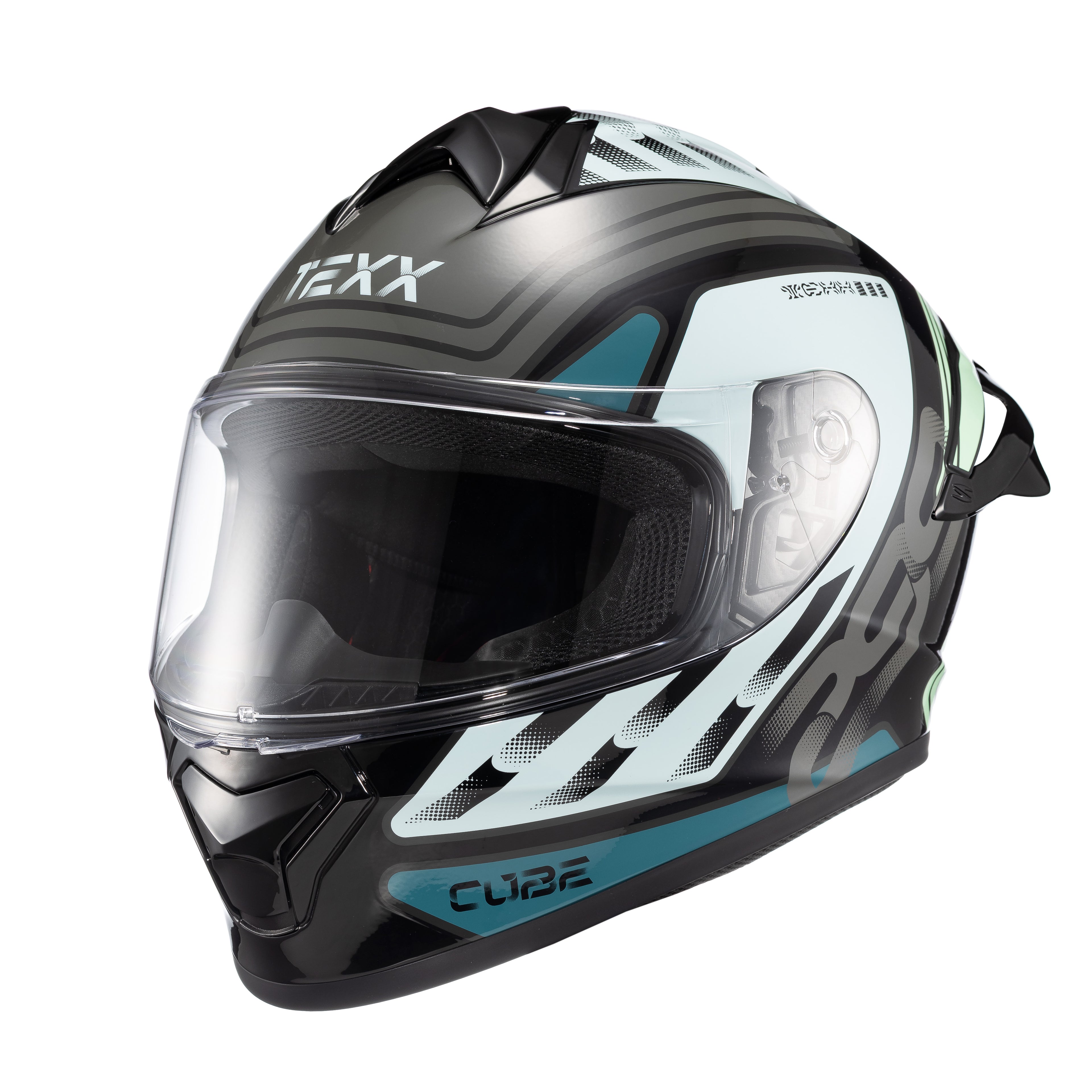 CAPACETE TEXX FECHADO SPIHE CUBE AZUL VERDE 62