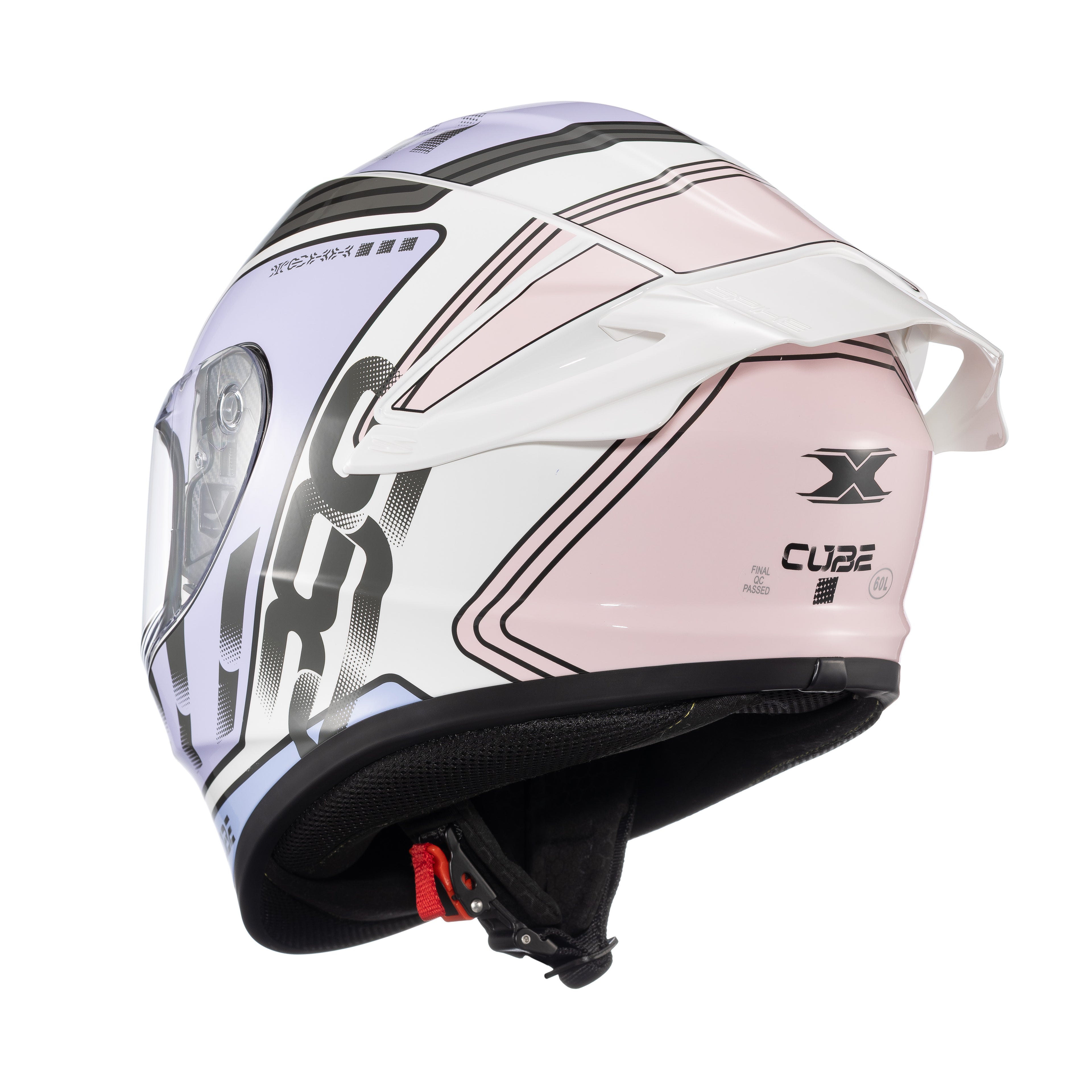 CAPACETE TEXX FECHADO SPIHE CUBE ROSA LILAS BRANCO 56