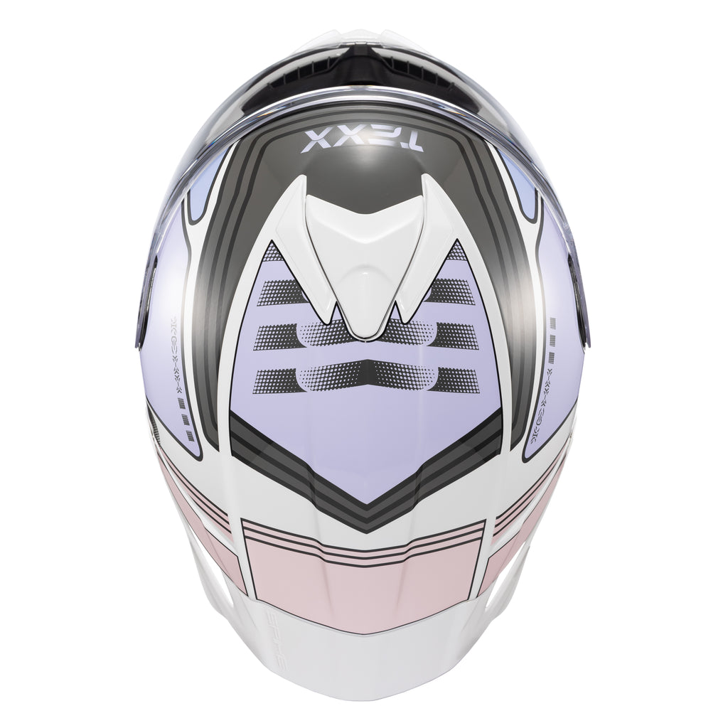 CAPACETE TEXX FECHADO SPIHE CUBE ROSA LILAS BRANCO 56